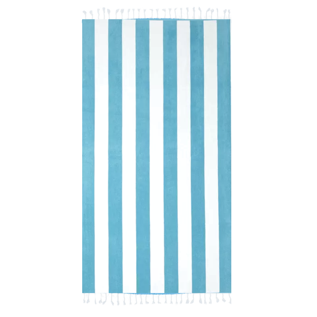 Cabana Teal & White Striped Turkish Towel