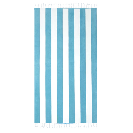 Cabana Teal & White Striped Turkish Towel