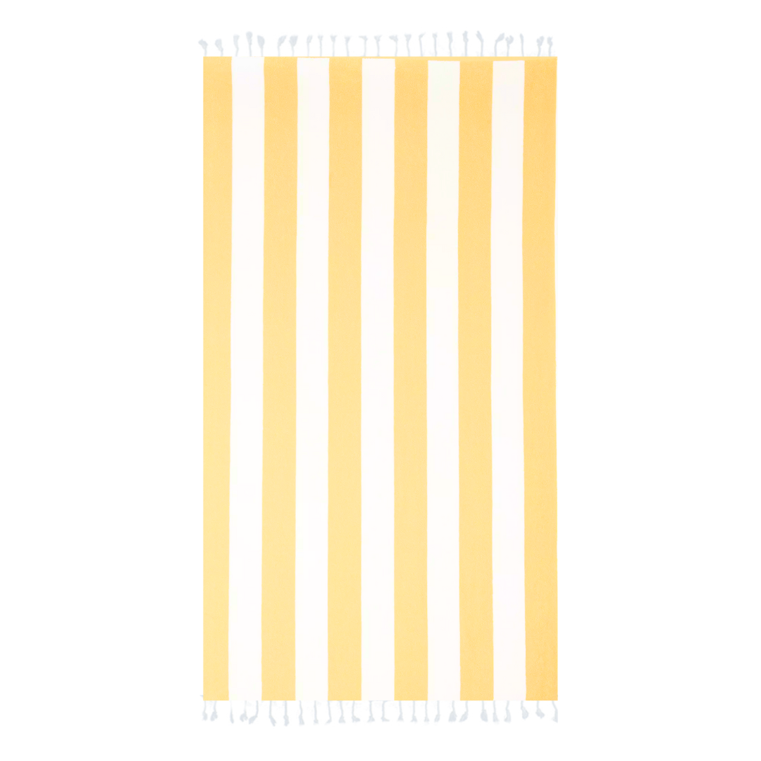 Cabana Yellow & White Striped Turkish Towel