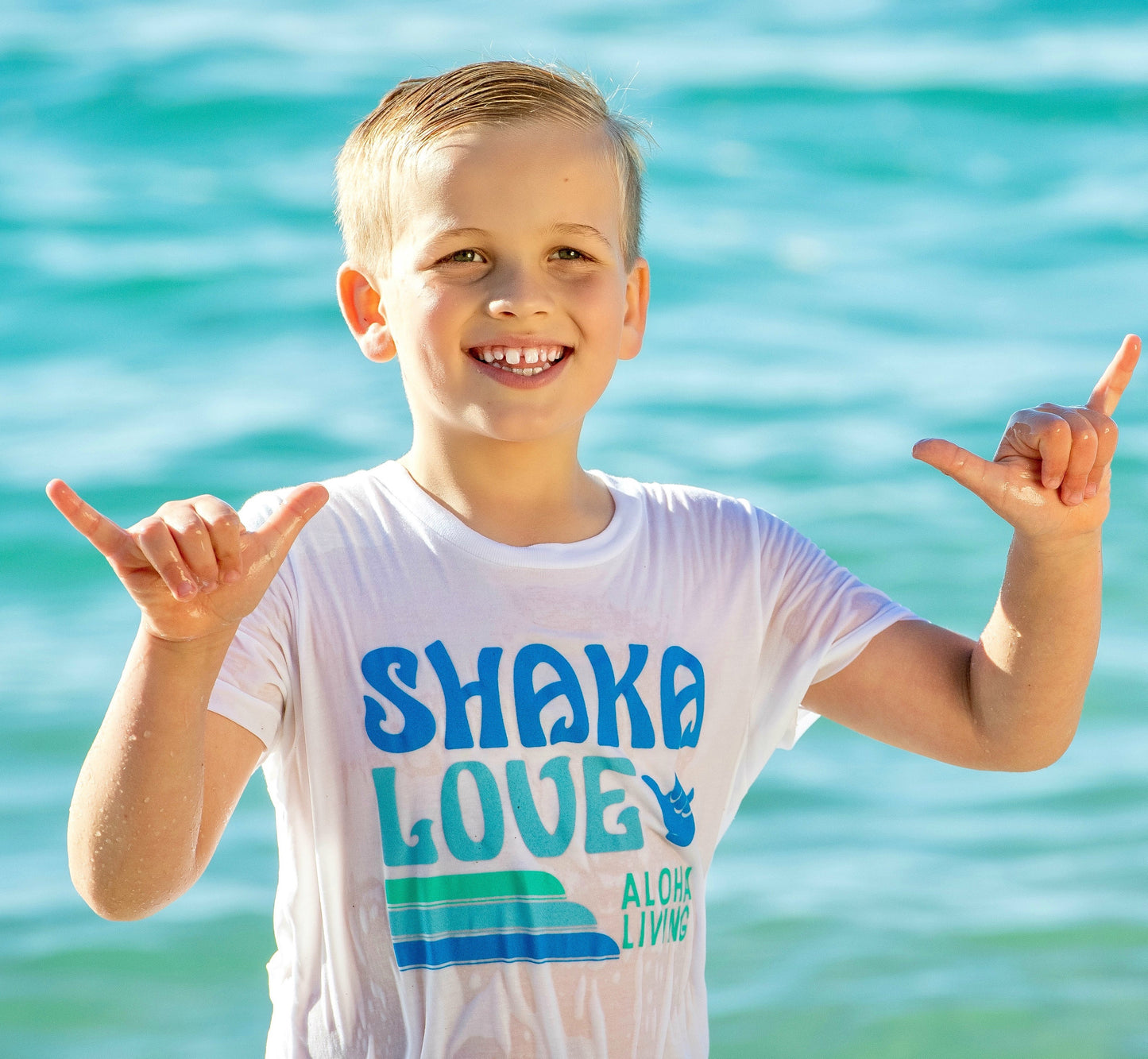 Kids' Shaka T-shirt - Short Sleeve - White or Black -100% Organic Cotton