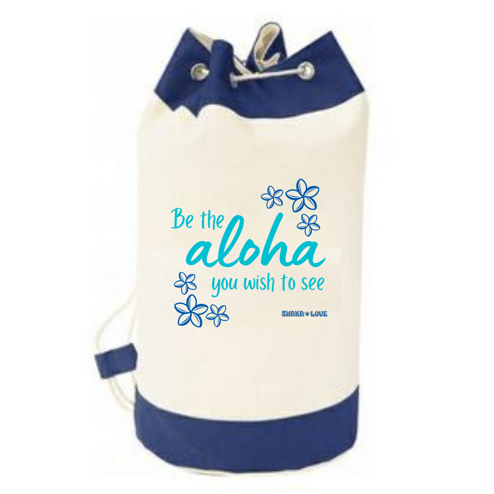 Canvas Circular Drawstring Tote Bag - Be the Aloha You Wish to See