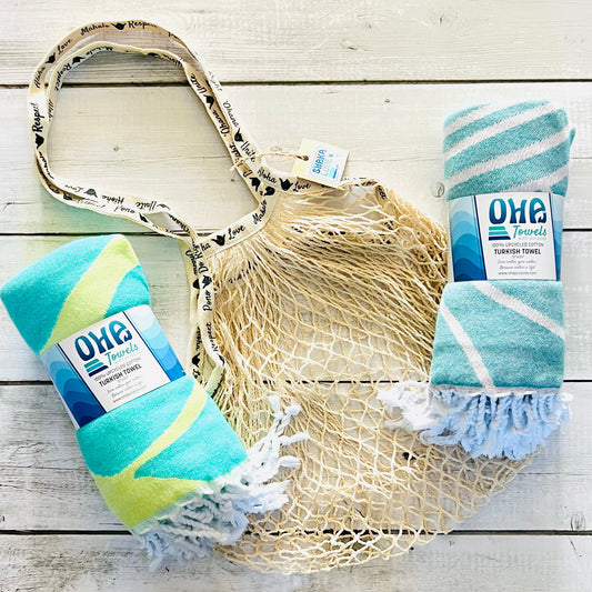 Bundle #4: Includes 2 OHA Turkish Towels & 1 Beach Bag