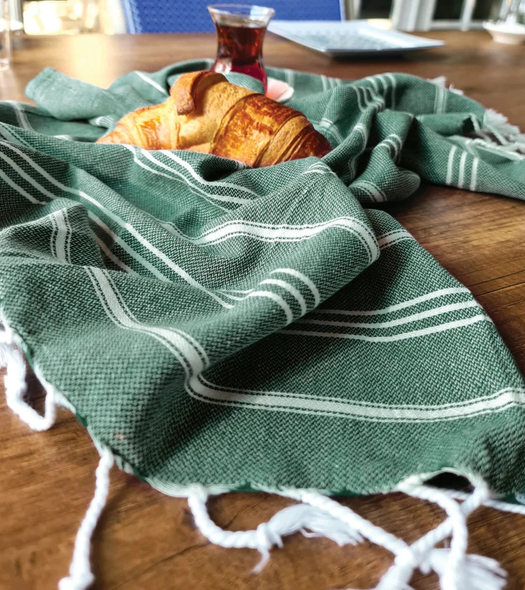 DARK GREEN Luxury Turkish Hand Towel- Set of 2