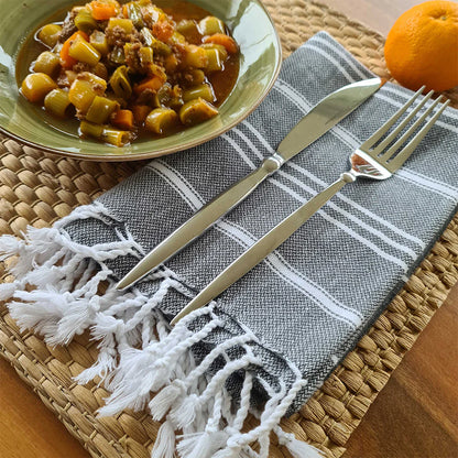 LAVA GRAY Turkish Hand Towels - Set of 2