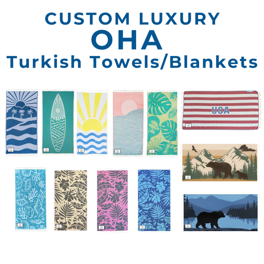 Custom Woven Patch on Luxury OHA Turkish Towels
