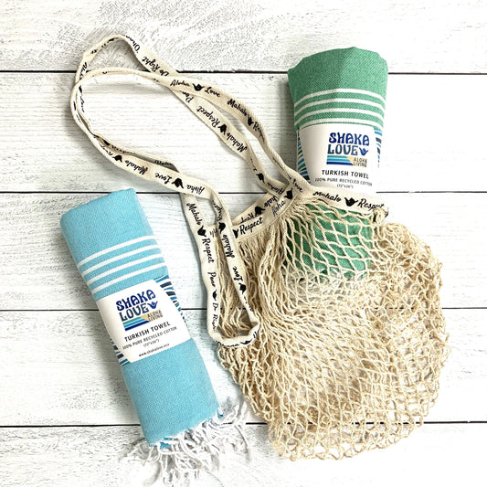 SHAKA CLASSIC Bundle 2: Includes 2 Shaka Turkish Towels of your choice & 1 Beach Bag