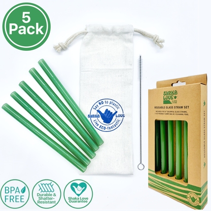 Glass Straw Set -Save the Sea Turtles Green