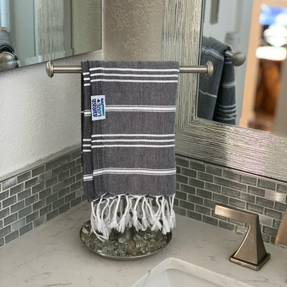 Charcoal Gray Turkish Hand Towels - Set of 2