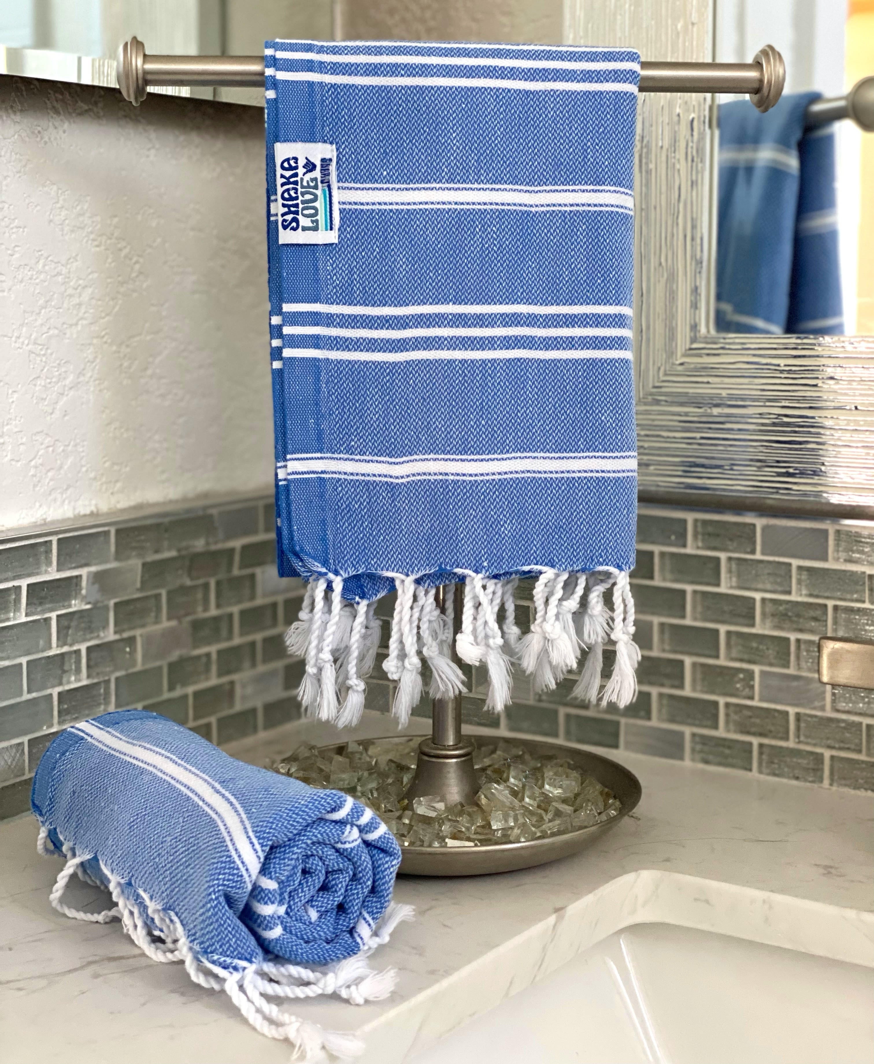 Ocean Blue Turkish Hand Towels - Set of 2