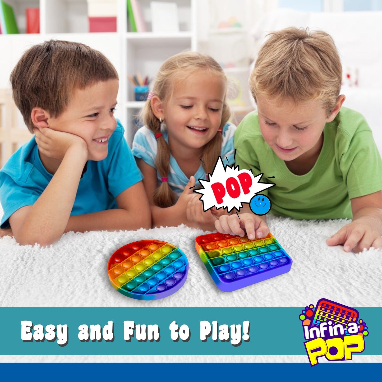 Infin-a-Pop Octagon: The Infinite Popping Toy and Game Rainbow Octagon Shape