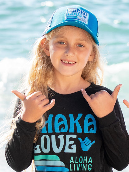 Kids' Shaka T-shirt - Long Sleeve - Black or White, 100% Organic Cotton