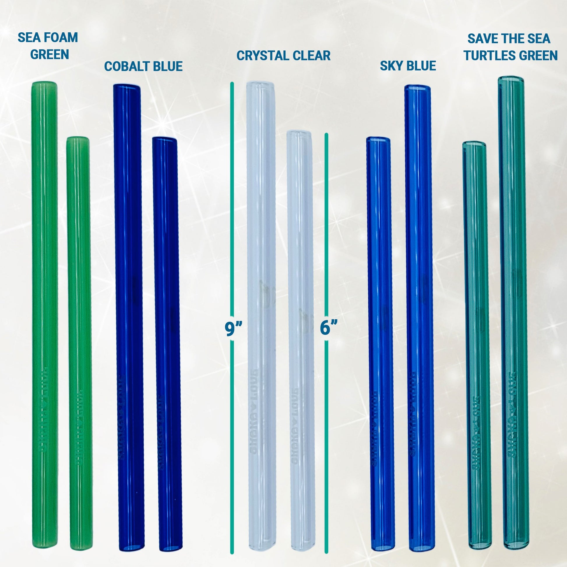 Long Glass Straws Blue Glass / 4 Pack / Combo