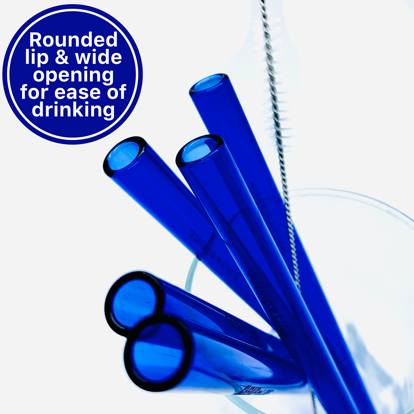 Reusable Straws - Aqua Blue & Clear Glass - Last Straw