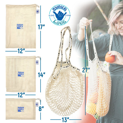 Organic Reusable Mesh Bags- 3 Size Options