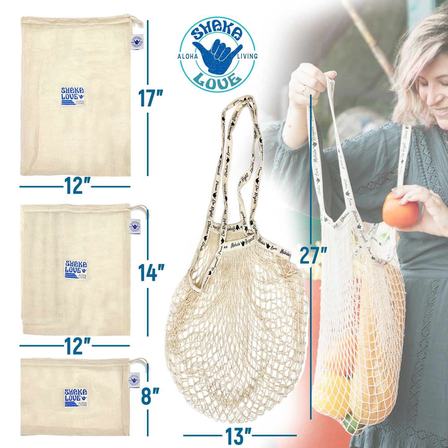 Organic Reusable Mesh Bags- 3 Size Options