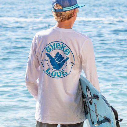 COMING SOON: Shaka T-shirt - White, Long Sleeve - Made in the USA