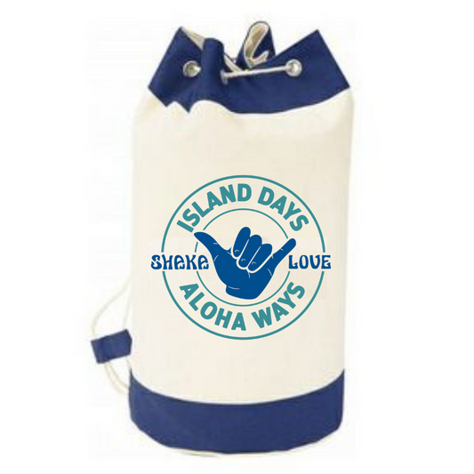 Canvas Circular Drawstring Tote Bag - Island Days, Aloha Ways